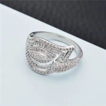 1PC Vestuvių Brinde Lapai Žiedas Naujas Zirconia Žiedas Papuošalai Promis Žiedas, Moterų ir Vyrų Mados Šalis