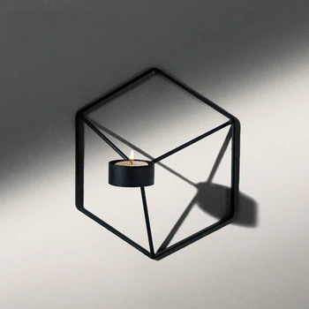 Šiaurės Stiliaus Puošybos Meno 3D Geometrinis Žvakidė Metalinė Sienos Žvakių Laikiklis Sconce Atitikimo Mažoms Tealight Kambarį mumluk