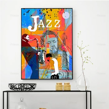 Džiazo Didžiūnai Plakatas Miles Davis Ir John Coltrane Spaudinių Muzikos Sienos Paveiksl Abstrakčiai Gatvės Grafiti Meno Drobės Tapybos Dekoras