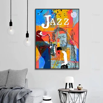 Džiazo Didžiūnai Plakatas Miles Davis Ir John Coltrane Spaudinių Muzikos Sienos Paveiksl Abstrakčiai Gatvės Grafiti Meno Drobės Tapybos Dekoras