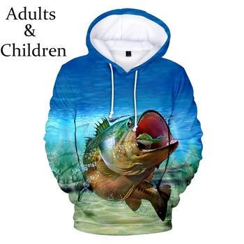 Mados žuvų naujas 3D spausdinimo rudenį atsitiktinis mados palaidinukė žuvų 3D hoodies vyras/moteris puloveris vaikiška striukė berniukui, mergina su gobtuvu