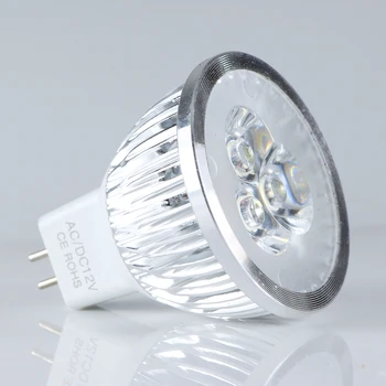 1pcs lampe led prožektoriai, MR16 Ac Dc 12 voltų apšvietimas 3W super šviesus aliuminio korpuso 60 laipsnių 320 liumenų 12v lemputė lemputė lemputė