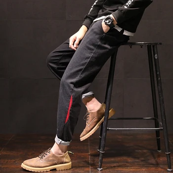 Juodi Džinsai Vyrams, Žiema, vyriški Džinsai 2020 M. Naujas Šiltas Slim Fit Verslo Mada Tirštėti Džinsinio audinio Kelnės Black Jeans Vyrams Hareno kelnės