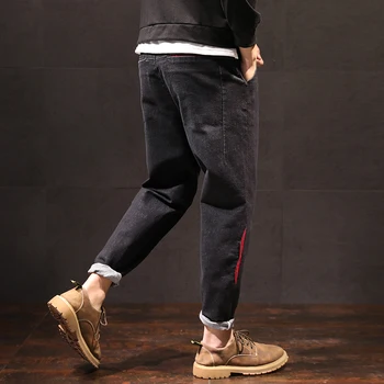 Juodi Džinsai Vyrams, Žiema, vyriški Džinsai 2020 M. Naujas Šiltas Slim Fit Verslo Mada Tirštėti Džinsinio audinio Kelnės Black Jeans Vyrams Hareno kelnės