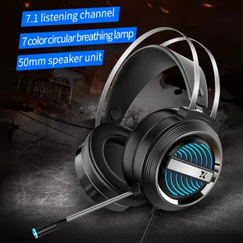 X7 Laidinio Deep Bass Stereo Gaming Heasdset su LED Šviesos Mikrofonas PS4
