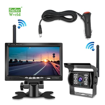 Belaidžio Atbulinės eigos Kamera 7 Colių HD TFT LCD Automobilinis Monitorius, Skirtus Sunkvežimių ir Autobusų Karavanas RV