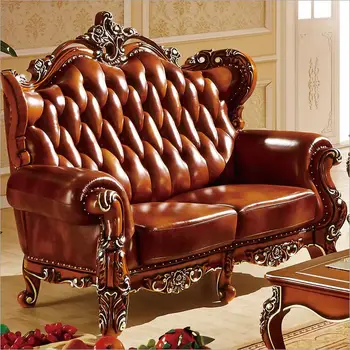 Aukštos kokybės Europos senovinių kambarį sofa baldai, natūralios odos komplektas 10300
