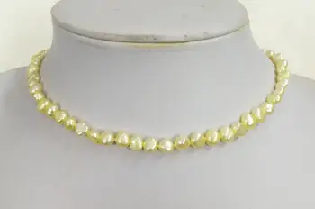 6x7mm šviesiai geltonos baroko butas pearl choker karoliai natūralių gėlavandenių perlų Moteris Papuošalai 14