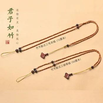 Lanyards riešo dirželis rankų darbo alyvuogių duobę mažų bambuko pakabukas jade bičių vaškas virvelę megztinis grandinės karoliai mobiliojo telefono virvelės