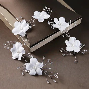 Vestuvių papuošalai, nuotakos šukuosena rankų darbo zawalcowany balta gėlė bridal vestuvinė suknelė su juvelyrika