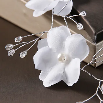 Vestuvių papuošalai, nuotakos šukuosena rankų darbo zawalcowany balta gėlė bridal vestuvinė suknelė su juvelyrika