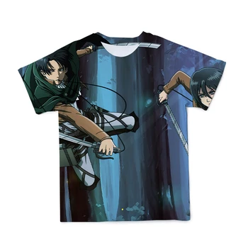 3D Anime ir Animacinių filmų Marškinėliai Berniukams Vyrų Milžinišką Ataka Custom T-shirt O-Kaklo Harajuku T-shirt Berniukų Drabužiai
