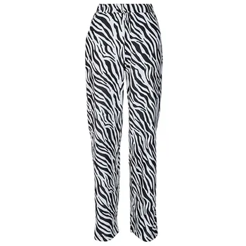 Patogi Plati Koja Kelnės Moterims Mados Gyvūnų Zebras Spausdinti Atsitiktinis Kelnės Prarasti Seksualus Aukšto Juosmens Bell Bottom Kelnės