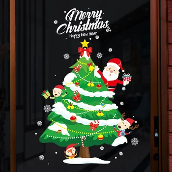60*90cm Linksmų Kalėdų Sienų Lipdukai Mados Santa Claus Langas Kambaryje Nuimamas Apdailos PVC Vinilo Naujųjų Metų Namų Dekoro