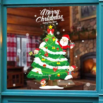 60*90cm Linksmų Kalėdų Sienų Lipdukai Mados Santa Claus Langas Kambaryje Nuimamas Apdailos PVC Vinilo Naujųjų Metų Namų Dekoro