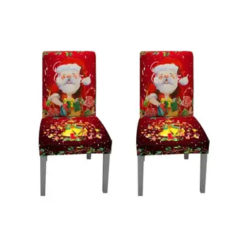 2VNT Kalėdų Skaitmeninis Spausdinimas Kėdė Padengti Gabalas Elastinga Kėdė Padengti Minkšta Patvarus Aplinkai Kalėdų Dekoro Kėdės Apima