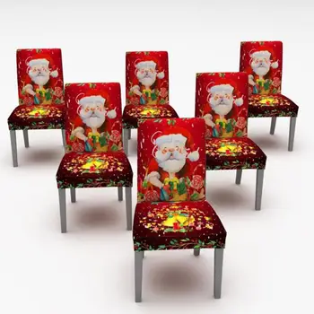 2VNT Kalėdų Skaitmeninis Spausdinimas Kėdė Padengti Gabalas Elastinga Kėdė Padengti Minkšta Patvarus Aplinkai Kalėdų Dekoro Kėdės Apima