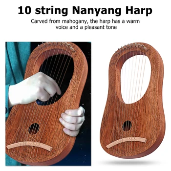 Nešiojamų 10-String Lyra Mažas Arfa Vaikams, Suaugusiems Plieno Stygos Raudonmedžio Medienos Muzikos Instrumentas Dovana