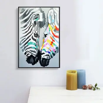 Watercolour Zebra Drobės Tapybos Sienos Meno Spalvinga Gyvūnų Nuotraukas, Miegamasis Šiaurės Minimalistinio Abstrakčiai Estetinį Kambario Dekoro