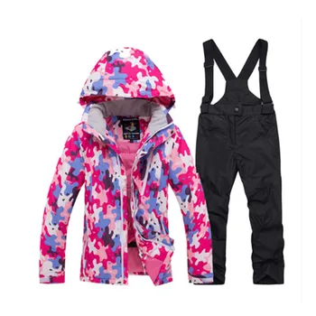 Lauko vaikų slidinėjimo kostiumas rinkiniai Žiemos Gilr / berniukas snowboarding apranga, Slidinėjimo striukė neperšlampama Vėjo šilumos striukė + kelnės