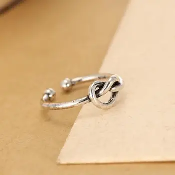 Retro Sidabro Spalvos Širdies Žiedai Moterų Mados Reguliuojamo Dydžio Vestuvinį Žiedą Anillos