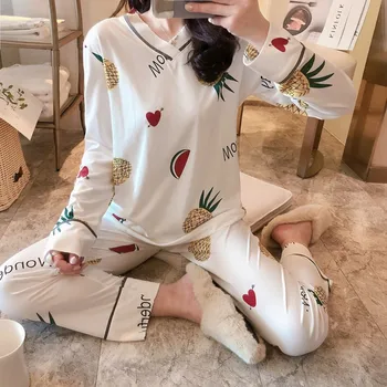 Naują Pavasario Pižama Moterims Sleepwear Rinkiniai Minkštos Medvilnės Ponios Namų Drabužiai Moterų Pyjama mergina Pijamas Mujer Pajama Femme