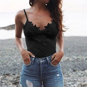 2020 m. Moteris Seksuali tankų Rankovių Bodycon Temperamentas marškinėliai, Liemenė Vasaros Mados Nėriniai Camisole Viršų