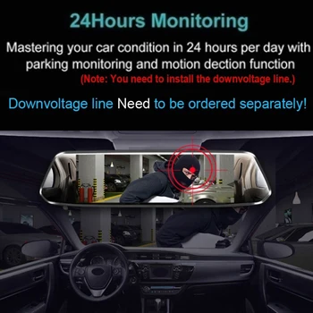 Automobilių DVR 7 Colių galinio vaizdo Veidrodis Vairuotojo Diktofonas 1080P Jutiklinis Ekranas, Dvigubas Objektyvas, naktinio matymo automobilių Stovėjimo aikštelė Stebėjimo Vaizdo įrašymas