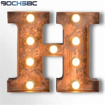 BOCHSBC Metalinės Sienos Sconces Raidės H Šviesos Derliaus Art Deco Led Žibintus, Kavinė, Viešbutis, Restoranas Kambarį Viešbutyje Logotipas H Šviesos