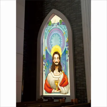 Pasirinktinis Dydis statinis kabintis Jėzus Madona patten stiklo plėvelė, Nr. gule bažnyčios vitražo filmas