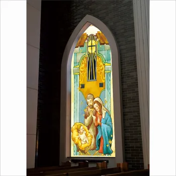 Pasirinktinis Dydis statinis kabintis Jėzus Madona patten stiklo plėvelė, Nr. gule bažnyčios vitražo filmas