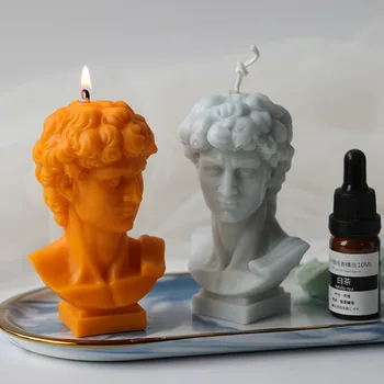 David Gipso Portretas, Žvakės Pelėsių 3D Silikono Aromaterapija Bičių vaško Muilas Molio Pelėsių 
