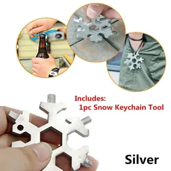 19-in-1 Sniego Keychain Įrankiai Multi-tool Derinys Veržliarakčiai Nerūdijančio Plieno Sniego Formos Lauko Nešiojamų Snaigės