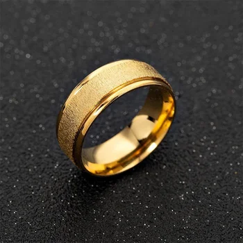 8mm aukštos kokybės nerūdijančio plieno žiedas aukso tamsaus poliruoto turas moterų vestuvės vestuvinis žiedas