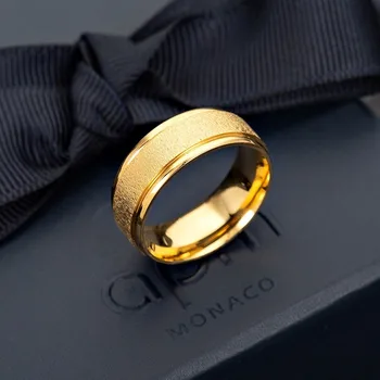 8mm aukštos kokybės nerūdijančio plieno žiedas aukso tamsaus poliruoto turas moterų vestuvės vestuvinis žiedas