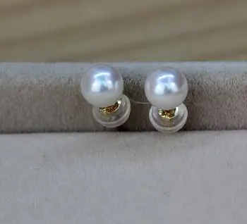 Nemokamas pristatymas Graži pora 11-12 mm AAA pietų jūros baltos apvalios pearl stud auskarai 14