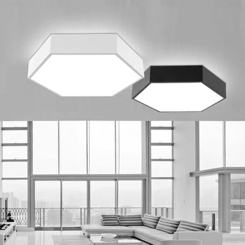 Šiuolaikinės Paprasta Led Akrilo lubų šviesos Geometrijos šešiakampis Balta/Juoda Spalva gyvenimo kambario, miegamasis buveinės Šviesos lempų Šviestuvas