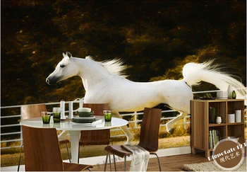 Custom 3D tapetai, veikia elegantiškas baltas laukinis arklys papel de parede, gyvenamasis kambarys su sofa-lova, TV miegamojo sienos popieriaus