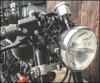 Motociklo Pusėje Mount Priekinis Žibintas Priekinis Žibintas Padengti Danga Grotelės Retro Vintage Cafe Racer Bobber Senosios Mokyklos Smulkintuvai