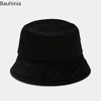 Buahinia Moteris Rudens-Žiemos Žvejo Skrybėlę vientisos Spalvos Pledas Japonų Gatvės Stiliaus Kibiro Kepurę, Šiltas Mažų Kraštų Baseino Butas Bžūp