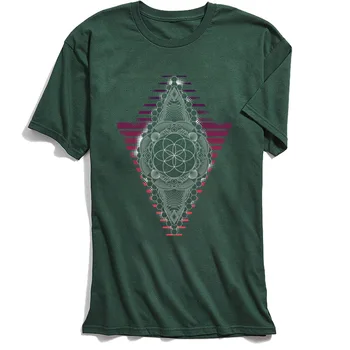 Sėklos Gyvenimo Vyrus T Shirts Vasaros T-Shirt 2018 Populiarus Geometrinis Mandala Marškinėlius Trumpomis Rankovėmis Viršūnes Crewneck Medvilnė Tee Black
