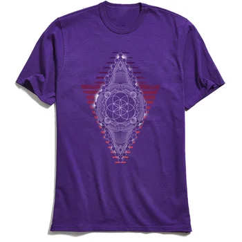 Sėklos Gyvenimo Vyrus T Shirts Vasaros T-Shirt 2018 Populiarus Geometrinis Mandala Marškinėlius Trumpomis Rankovėmis Viršūnes Crewneck Medvilnė Tee Black