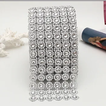 1 Kiemas Sidabro Kristalų Juostelės Dirbtiniais Diamond Akrilo Juostelė Wrap Gėlių Formos Akių Wrap Roll Vestuvių Dekoracijos