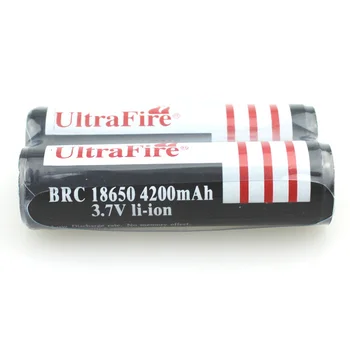 U-F BRC18650 4200mAh 3.7 V, Li-ion Įkraunama Baterija Su Saugomų PCB (1 pora), Plokščia Galva Maitinimo Šaltinis LED Žibintuvėlis