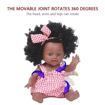 Realus 35CM Vinilo Baby Girl Lėlės Reborn Afrikos Atgimsta Lėlės Juodosios Afrikos Juoda Kūdikių Mielas, Garbanotas Juodas Vinilas vaikų Žaislų Dovana