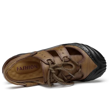 Vasarą odos vyriški sandalai vyriški batai suaugusiųjų atsitiktinis klasikinis paplūdimio avarijos vyriški batai lengva nešioti