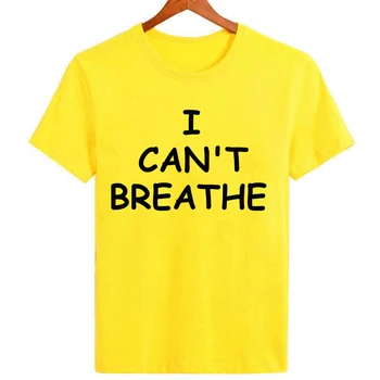 Juoda Gyvenimą Reikalas, aš negaliu Kvėpuoti Laišką, Print T-Shirt Moterims trumpomis Rankovėmis Marškinėlius Geltonos Vasaros Tee Viršūnes Atsitiktinis Camiseta Mujer