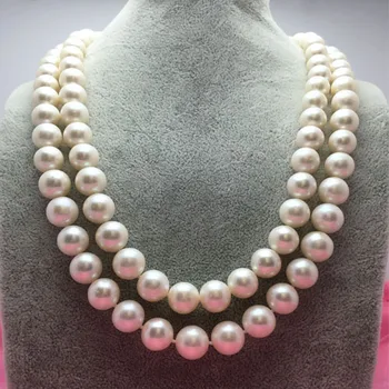 Klasikinis vertė taškas 10-11mm natūralių perlų vėrinį raunde du kartus daugiasluoksnės AAA megztinis grandinės