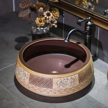 Rankų darbo praustuvas Vonios kambarys laivo kriauklės skaitiklis viršuje kinijos bowl sink porceliano keramikos praustuvas vonios kriaukle