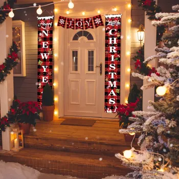 Raudona Buffalo Patikrinti Pledas Veranda Ženklai Reklama Kalėdų Dekoro Namų Linksmų Kalėdų Durų Dekoras 2020 Kalėdų Ornamentu Laimingų Naujųjų Metų 2021